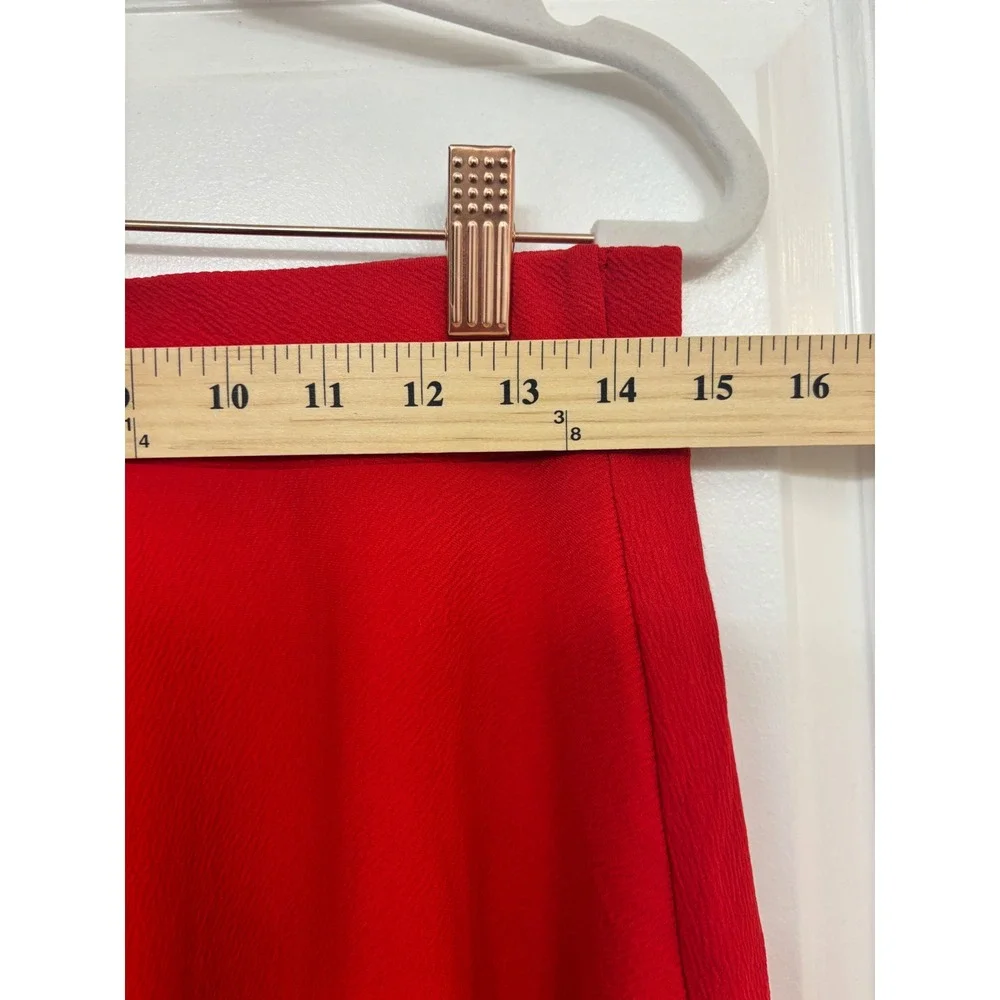 Red Textured Skater Skirt High Waisted Flared Mini Skirt Size Large
